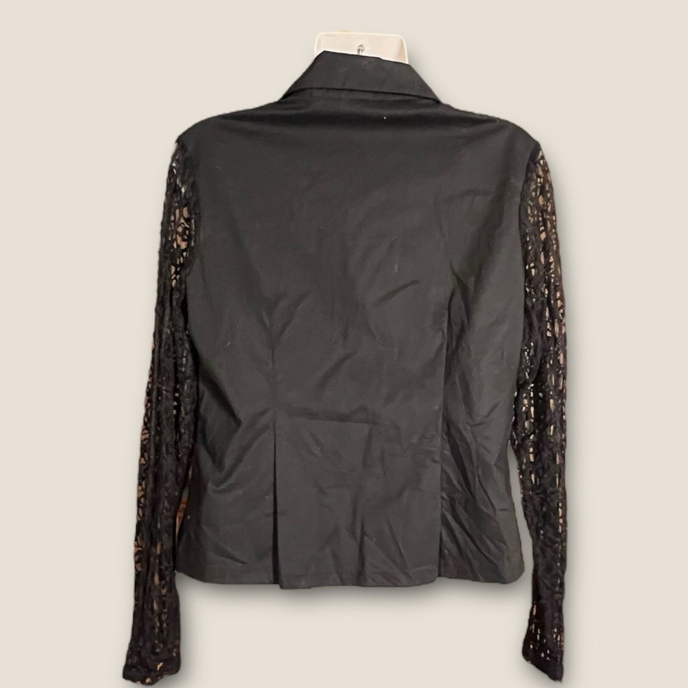 Black Lace Goth Whimsigoth Witchy Top Steam Punk Dark Zip Shirt M Ravel - Picture 3 of 10